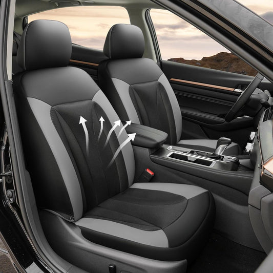 GIANT PANDA Front Seat Cover for Nissan, 3D Air Mesh Car Seat Covers Custom Fit Nissan Rogue Altima Sentra Versa Kicks Frontier Murano Pathfinder Maxima (Grey 2-Pack)