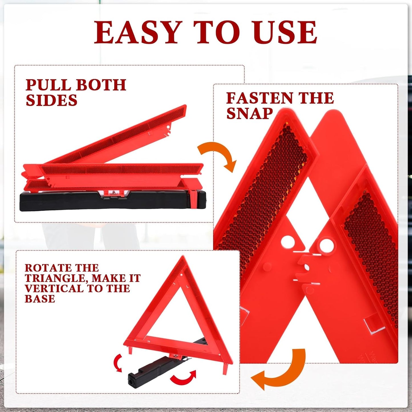 Kanayu Warning Triangle DOT Approved Foldable Emergency Safety Triangles Reflective Road Safety Triangle with Carrying Case Heavy Base Roadside Safety Warning Sign for Car Truck(12 Pcs)