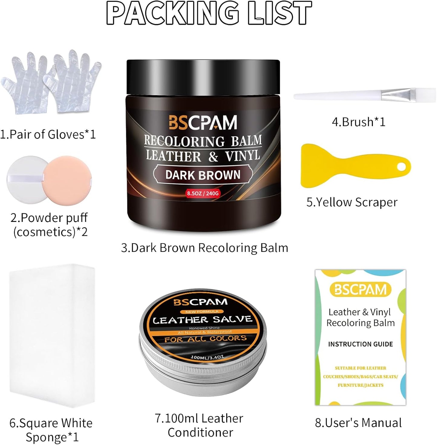 Dark Brown Leather Recoloring Balm with 100ml Mink Oil,Leather Couch Scratch Remover,Leather Repair kit for Vinyl Furniture and Car Interior,Leather Dye Paint,Mink Oil for Leather