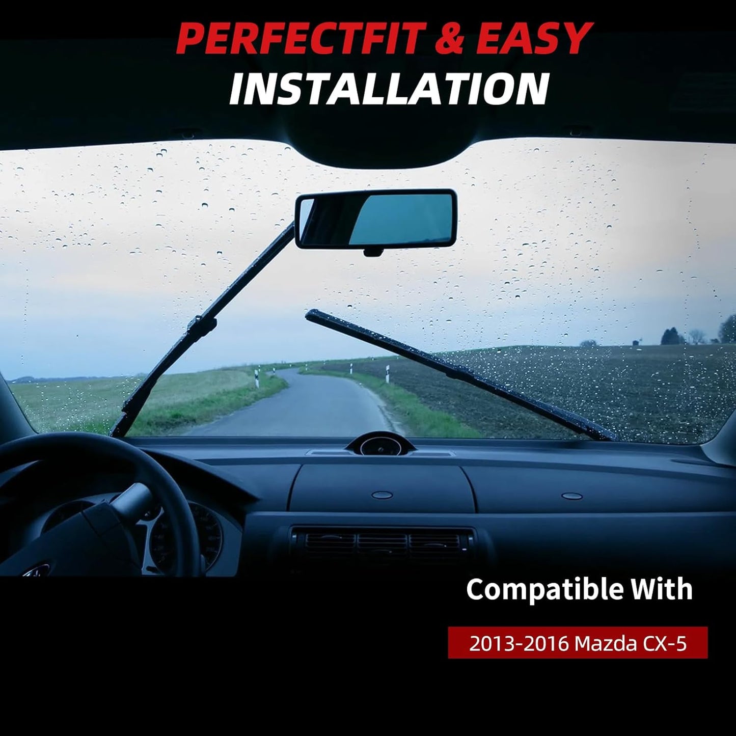 OTUAYAUTO Premium Windshield Wiper Blades - Replacement for Mazda CX-5 CX5 2013-2016 - Precision Fit, All-Weather Performance, Front and Rear Wiper Blades, J/U Hook - 24"+18"+14" (Pack of 3)