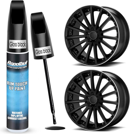 Gloss Black Rim Touch Up Paint - Car Wheel Repair Kit Curb Rash, Gloss or Matte Black Rim Touch Up Paint, Quick And Easy Wheel Scratch Repair Kit, Wheel Repair Kit Curb Rash (Gloss Black)