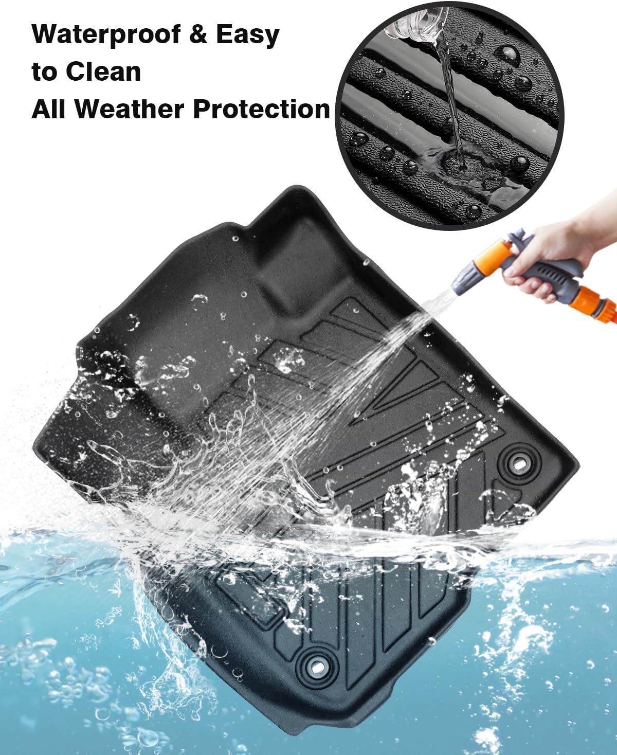 Powerty Floor Mats for 2023 2024 2025 Honda HR-V HRV Accessories All Weather Floor Liner 3D TPE 1st & 2nd Row Floor Mat Heavy-Duty Floor Liners