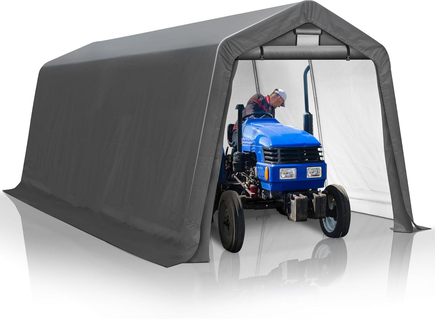 8' x 14' Outdoor Storage Shelter Shed- Heavy Duty Storage Tent with Roll-up Ventilated Windows, Portable Garage Zipper Storage shed for Bike, ATV, Motorcycle Shelter, Gray