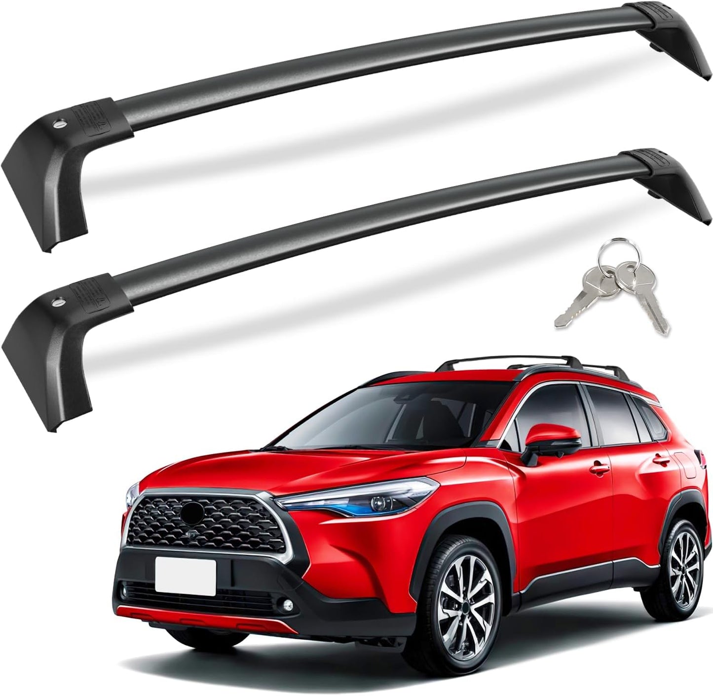 KINGGERI 260Lbs Lockable Roof Rack Cross Bars Compatible with Toyota Corolla Cross 2022 2023 2024 2025 (with Flush Side Rails), Heavy Duty All Aluminum Rail Crossbar Anti-Theft Metal Matte Coated