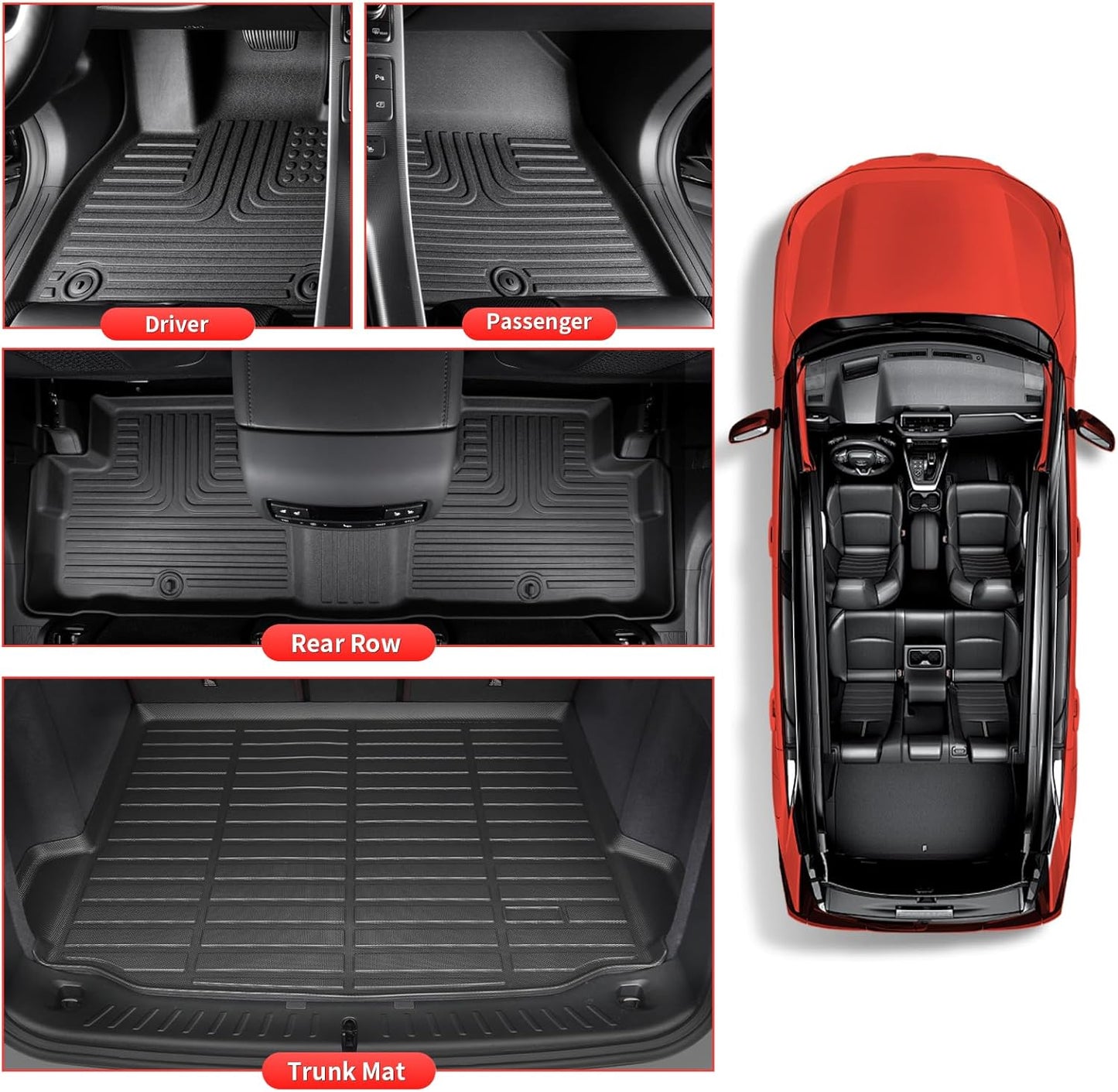 Wayhigh-All Weather Floor Mats and Cargo Mat Set Fit for Lexus RX 2010-2015 RX350 | RX450h. TPE Car Mats Waterproof Heavy Duty Rubber Floor Liners for Lexus RX Accessories