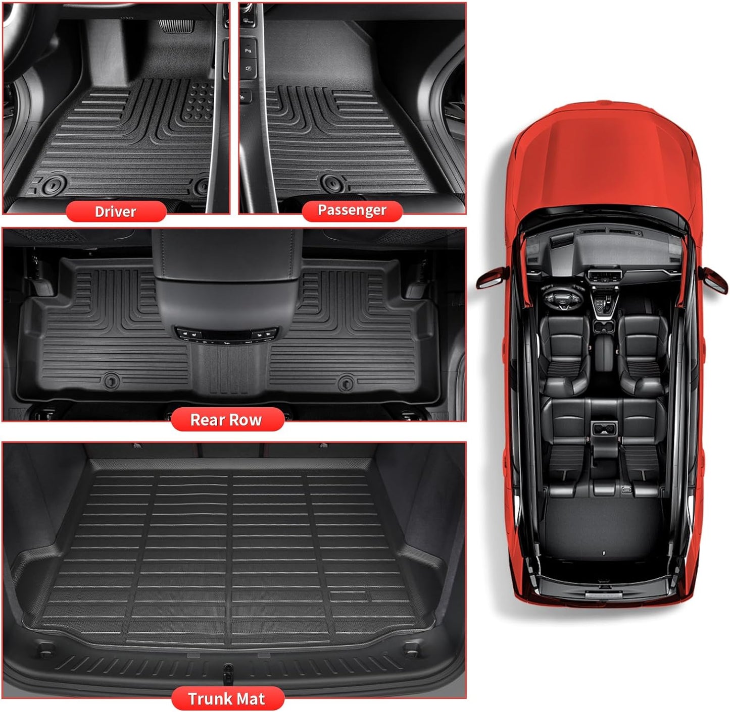 Wayhigh-All Weather Floor Mats and Cargo Mat Set Fit for 2025 Mini Countryman (Not for Countryman SE and Electric) TPE Car Mats Waterproof Anti-Slip Rubber Floor Liners Countryman Accessories