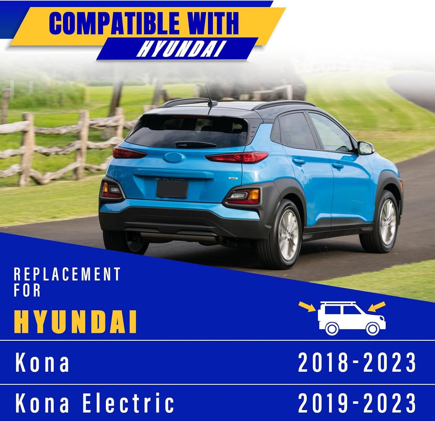 3 wipers Replacement for 2018-2023 Hyundai Kona/2019-2023 Hyundai Kona Electric, Windshield Wiper Blades Original Equipment Replacement - 26"/16"/11" (Set of 3) U/J HOOK