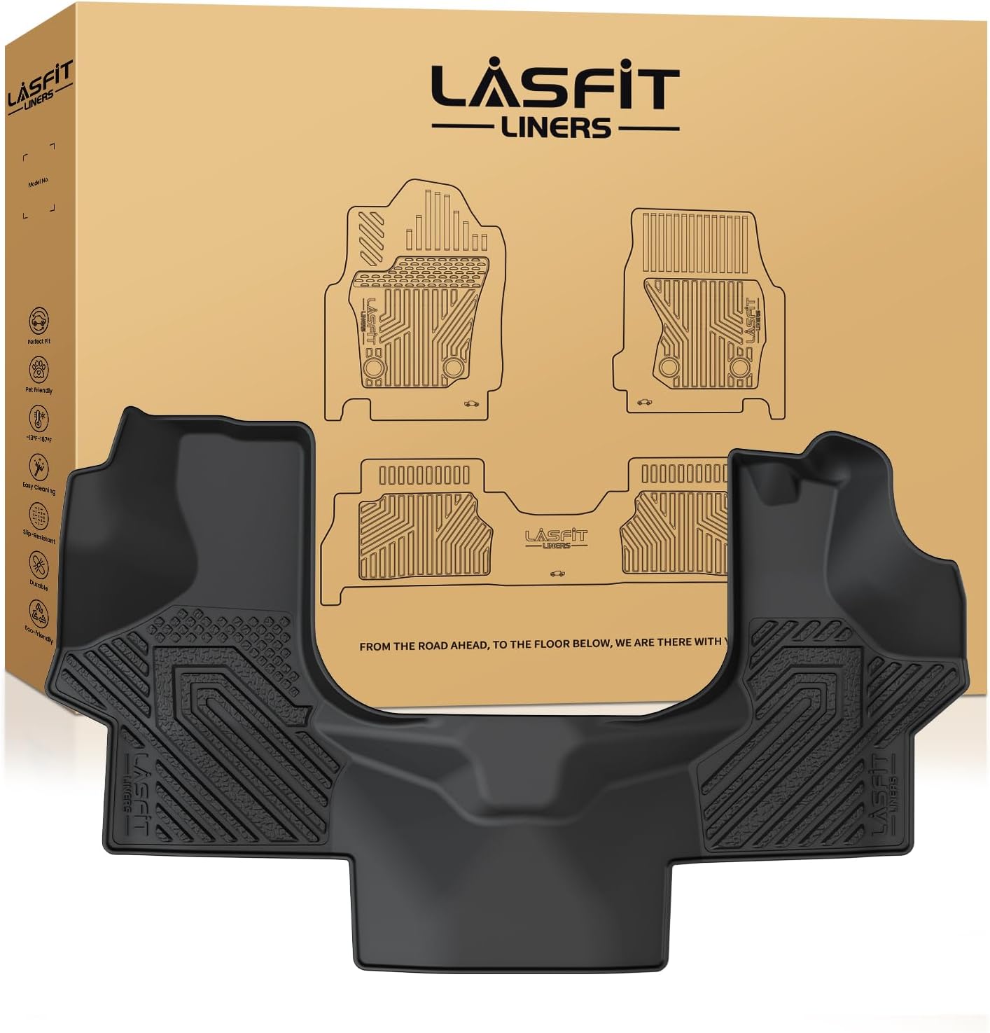 LASFIT Floor Mats for Chevrolet Chevy Express/GMC Savana 1500/2500/3500 2008-2025, All Weather TPE Custom Fit Floor Mats for Cars, Front Row Floor Liners for Express Accessories, 1 PCS