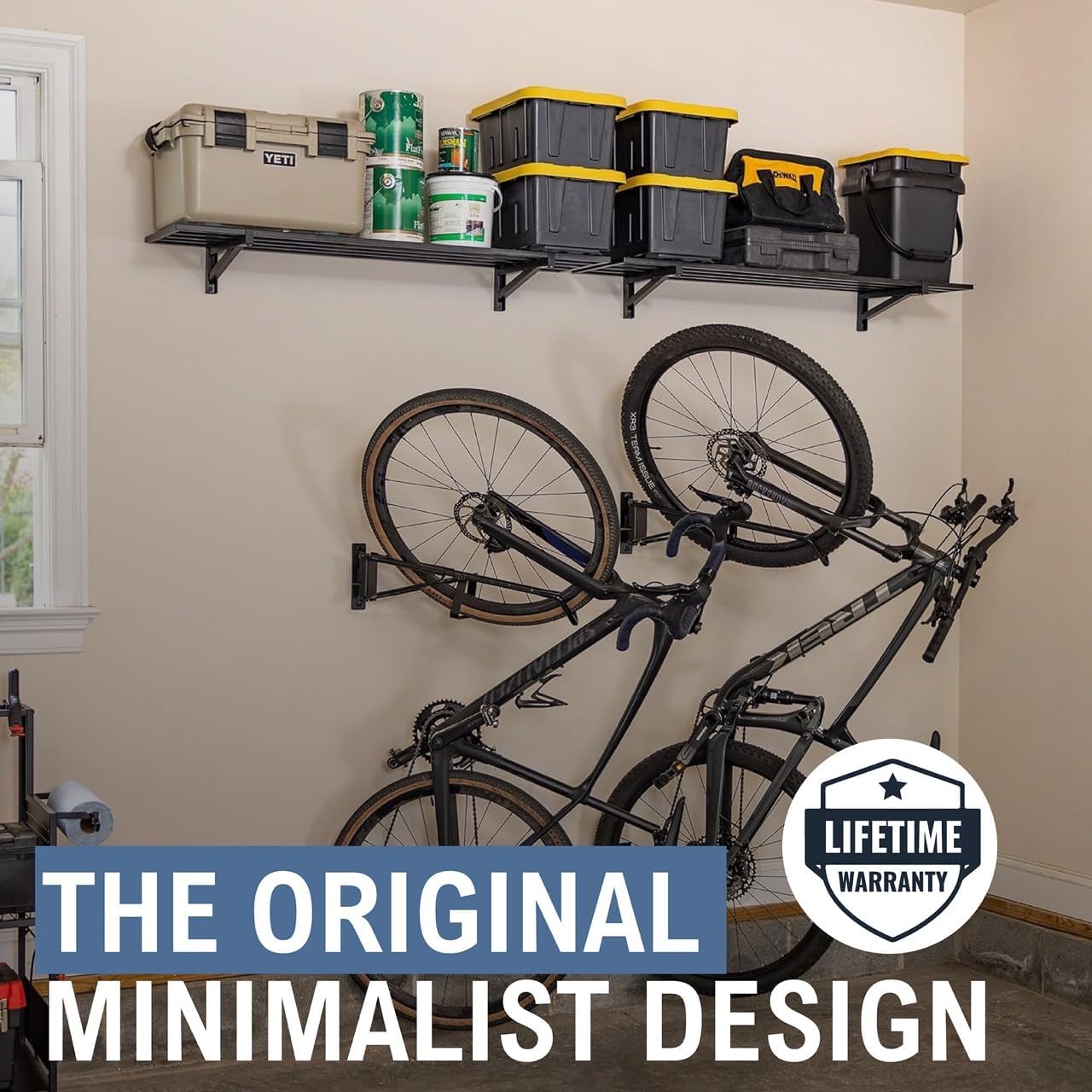 StoreYourBoard SwivelStow Mountain Bike Storage Rack 2 Pack – Heavy Duty Bike Hanger, No-Lift Bike Wall Mount for Garage Bike Storage, MTB and E-Bike, Holds 70 lbs, Patent-Pending