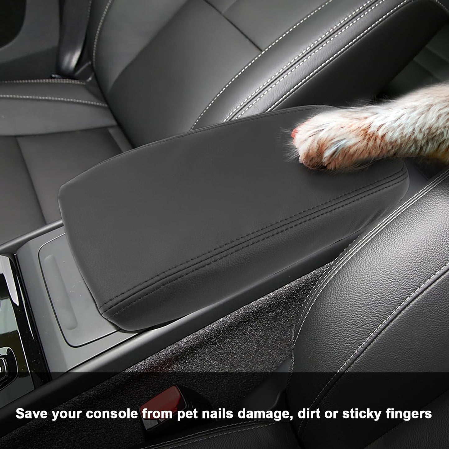 SXCY for 2025 XC40 Armrest Cover for Volvo XC40 2018-2025 Accessories 2025 XC40 Center Console Cover 2025 XC40 Middle Console Cover (Black Line Thin Cover)