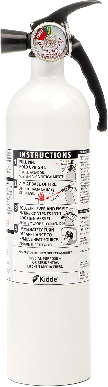 Kidde Auto Fire Extinguisher for Car & Truck, 5-B:C, 3.2 Lbs., Dry Chemical Extinguisher & Kitchen Fire Extinguisher, Home Use for Grease Fires, 3.9 Lbs., Wall Mount Included, White