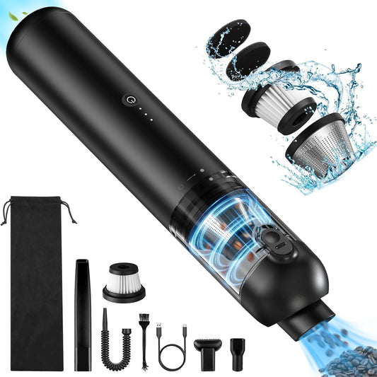 Handheld Vacuum Cordless, 16000pa Car Vacuum Cleaner High Power, 2 Speed Modes Mini Vacuum Cleaner with 2 Filters, Car Vacuum Portable Cordless with Air Blower for Home Office Pet Hair