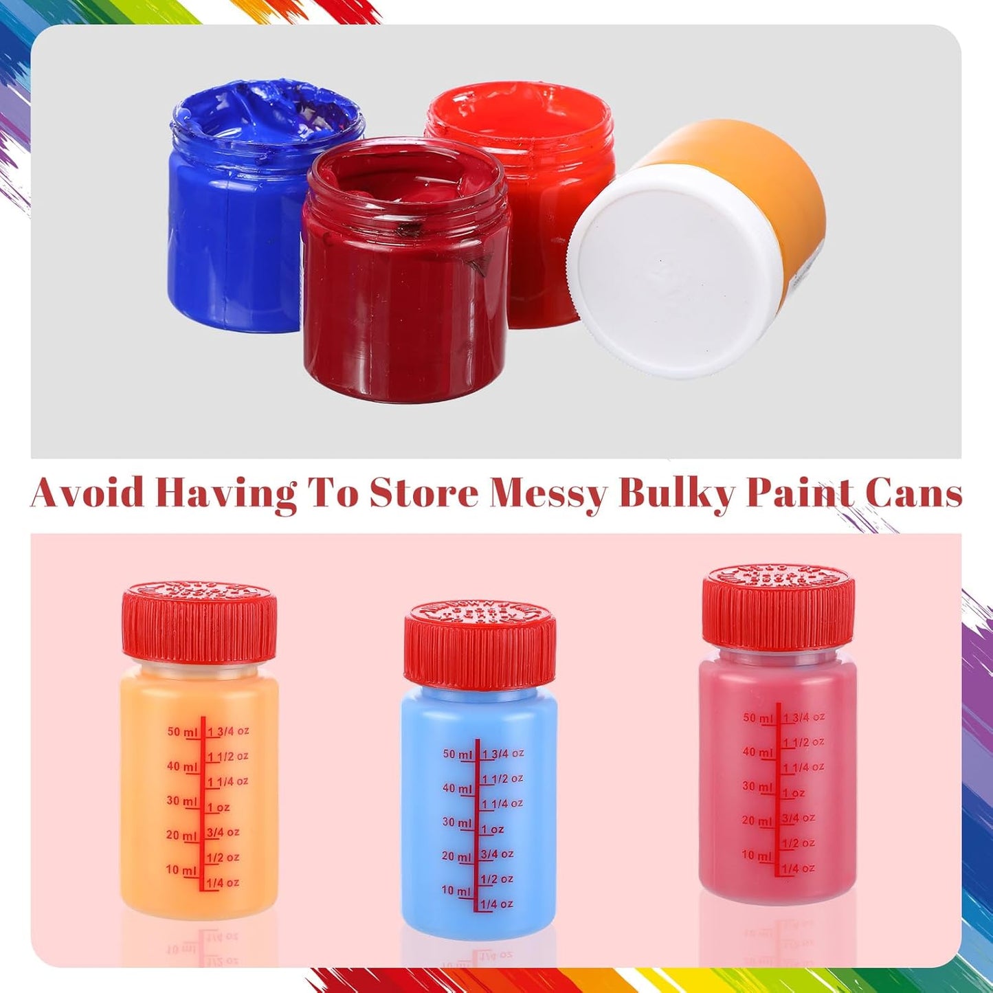 Mumufy 60 Pcs Touch up Paint Bottles with Brush and Lid Empty Touch up Bottle with Mixing Balls 2 oz Fluid Capacity Leftover Paint Container for Car Scratches Repair (Red)