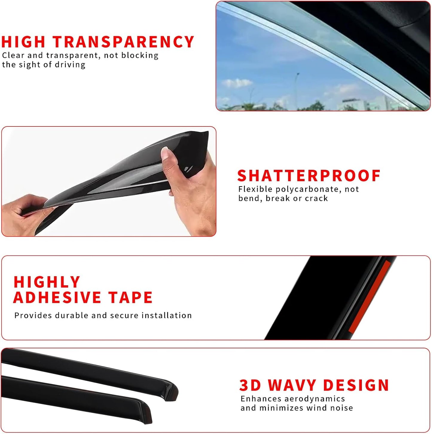 in Channel Rain Guards Fit for 2021-2025 Ford Bronco Sport, Durable Side Window Wind Deflectors, Vent Window Visors Shade Shield, 2021 2022 2023 2024 2025, 4PCS