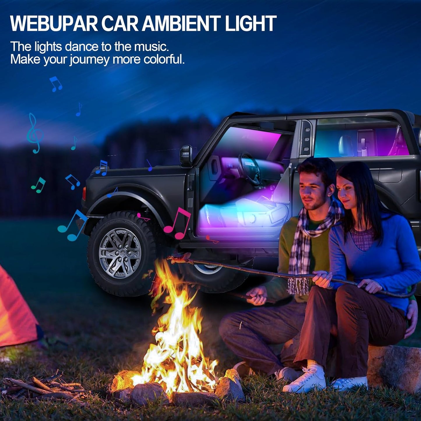 WEBUPAR Dreamcolor Acrylic Interior Car Lights, 10 in 1 LED Strip Lights With APP Control, 213 Modes, 175 Inches 593 LEDs Fiber Optic RGB Neon Lighting