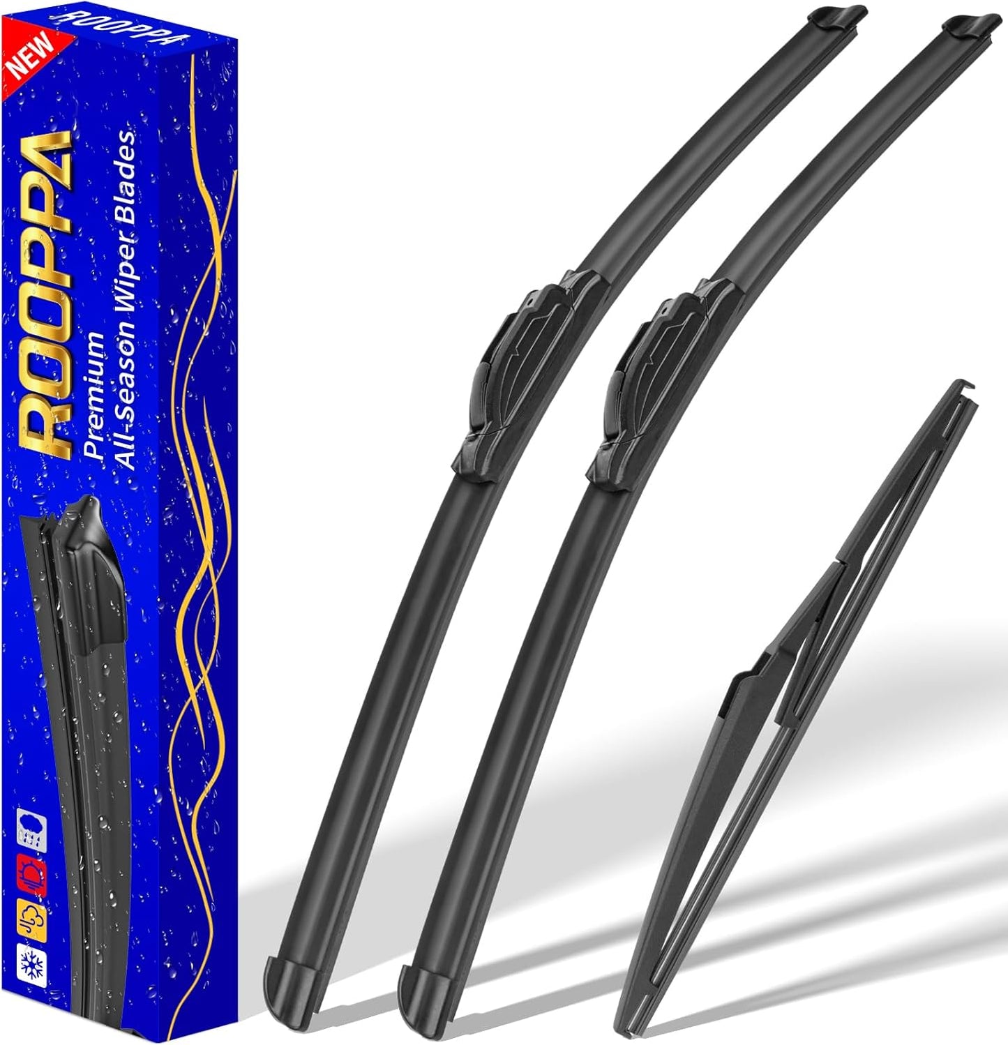 3 wipers Replacement for 2012-2019 Fiat 500, Windshield Wiper Blades Original Equipment Replacement - 24"/14"/12" (Set of 3) U/J HOOK