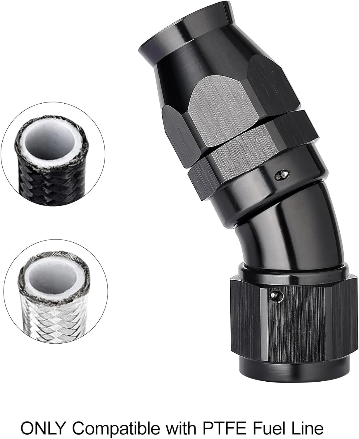 EVIL ENERGY 10AN 30 Degree PTFE One Piece Full Flow End Hose Fitting Aluminum Black