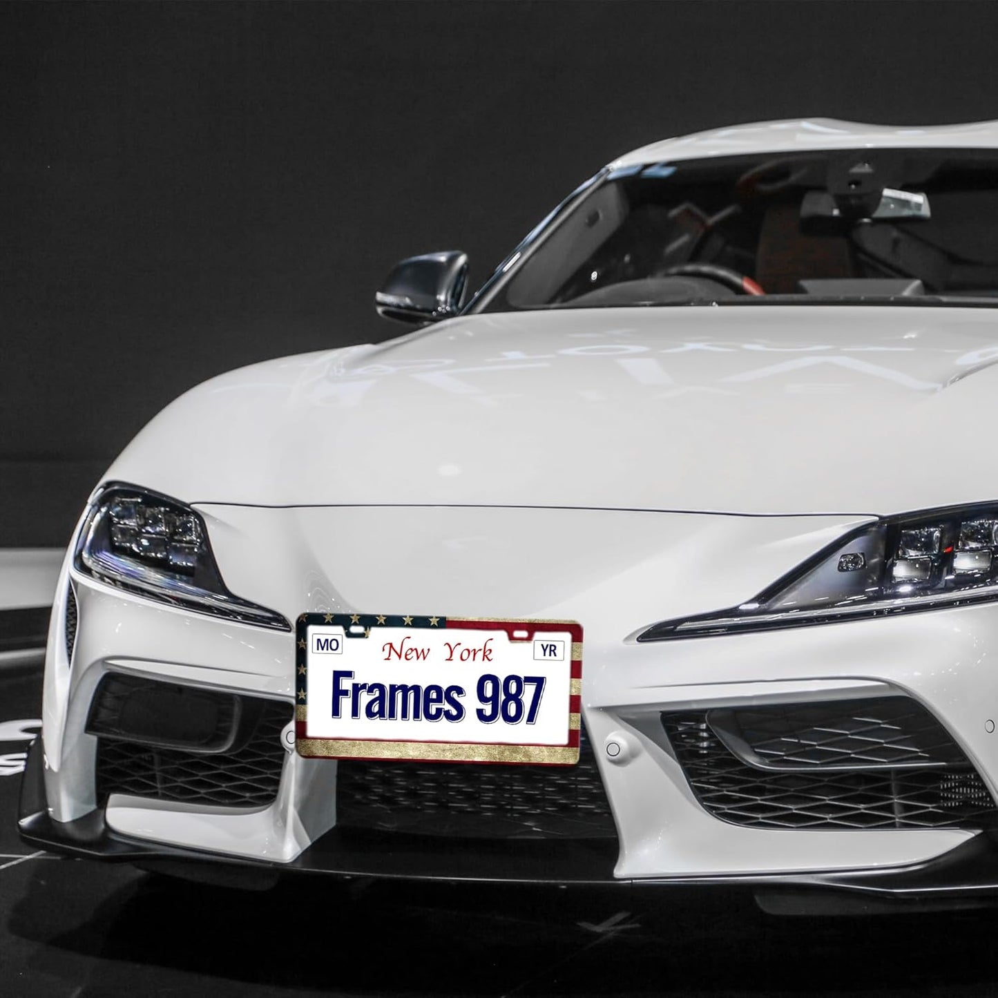 Patriotic License Plate Frame,American Flag License Plate Frame,Flag License Plate Frame US Car Tag Frames Holders Covers Stainless Aluminum 2 Pack 2 Holes Car Accessories