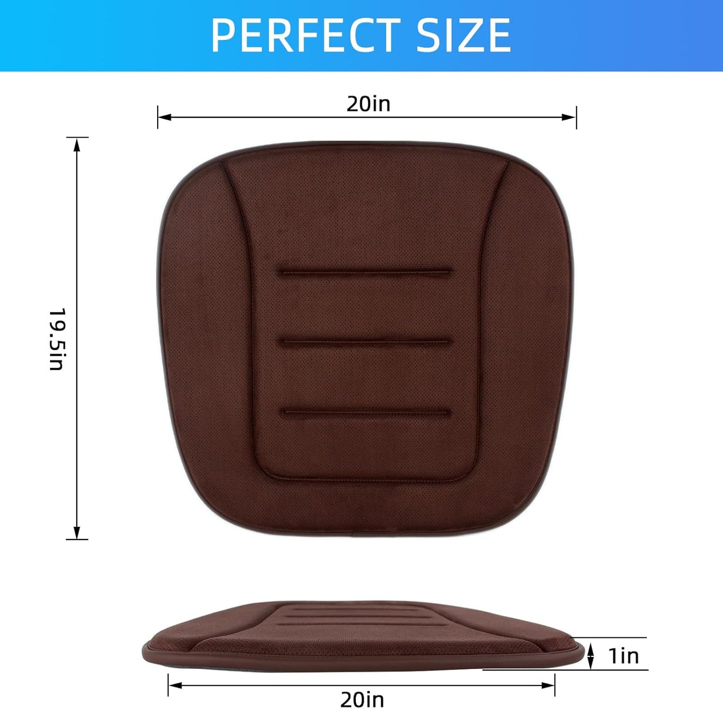 KAYI Car Seat Cushion, Memory Foam Car Seat Cushion, Anti Slip Rubber Bottom Car Seat Cushions for Driving, Suitable for Car and Office Chairs (2 Pack, Brown)