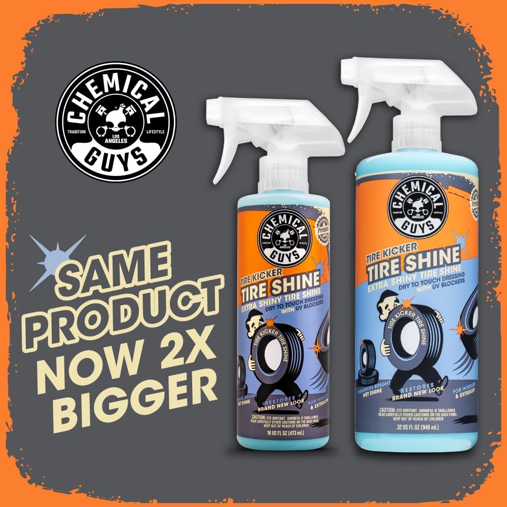 Chemical Guys Tire Kicker Sprayable Extra Glossy Tire Shine (Works on Rubber, Vinyl & Plastic) Safe for Cars, Trucks, Motorcycles, RVs & More, Extra Large Size 32 fl oz