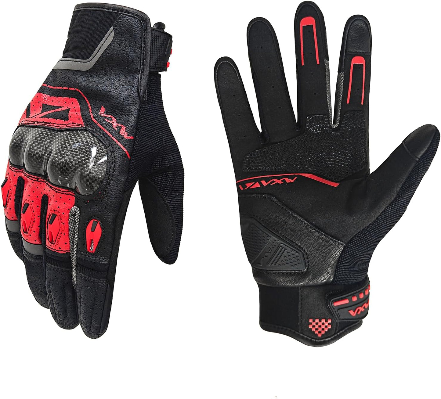 VXW Motorcycle Gloves for Men and Women - Gel Palm Sliders, Leather & Mesh Construction Full Finger Touchscreen, High-Speed Sports Gear for MTB/ATV/BMX/Motocross/Dirt Bike