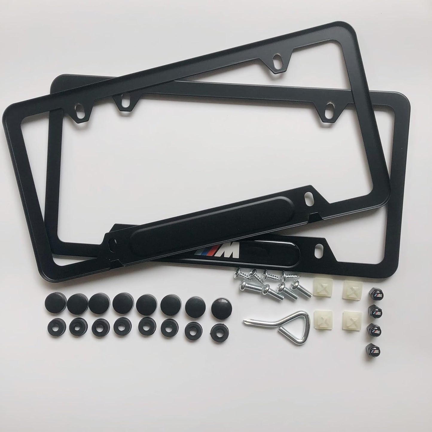 License Plate Frames,2 Packs Front Rear Car Tags,Aluminum Alloy License Plate Cover,No Rust,Water Proof,Wear Resistant,Car Accessories (B.W.M-Logo)