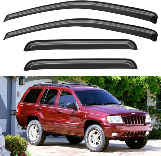 Window Visors Rain Guards Shield for 1999-2004 Jeep Grand Cherokee, Out-Channel Window Vent Wind Deflectors Visors Shades for 2004 Ford Ecosport (Brazil)