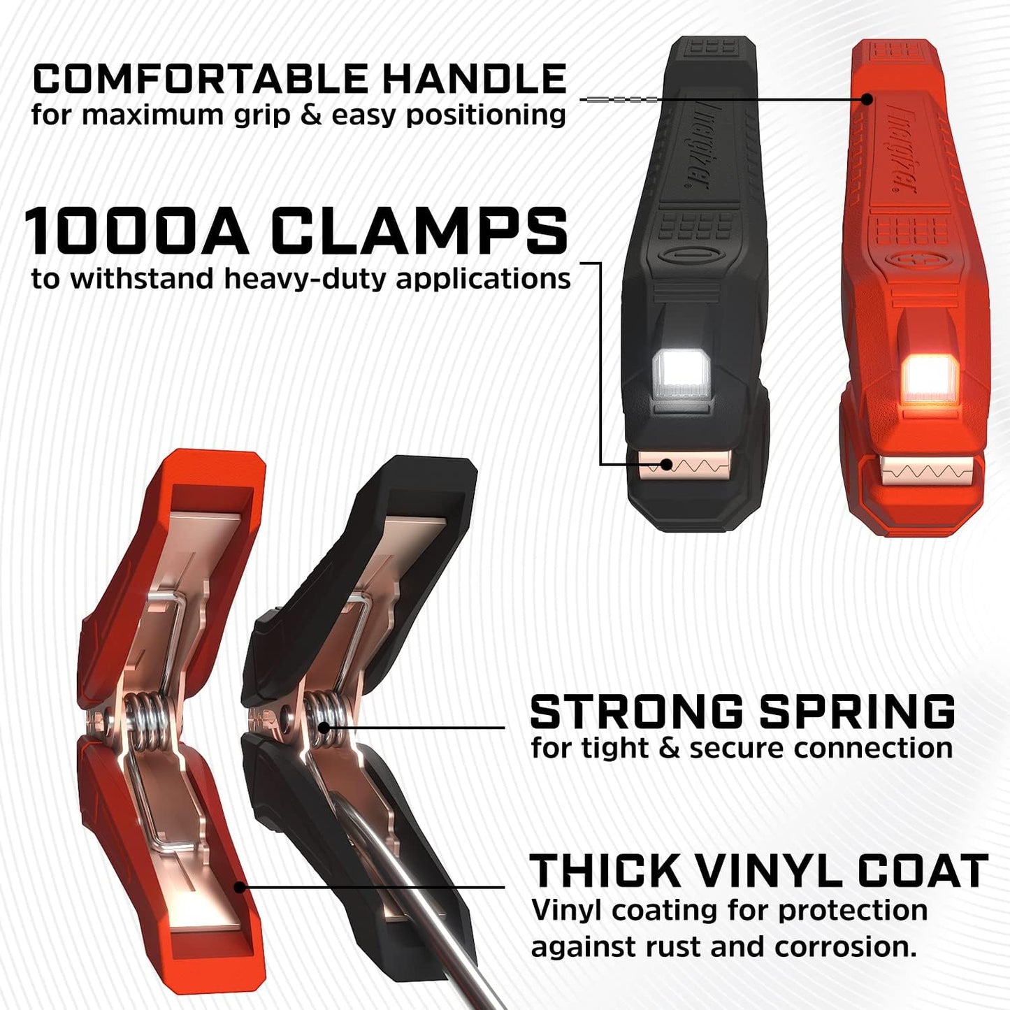 Energizer Jumper Cables for Car Battery with Built-in LED Lights, Heavy Duty Automotive Booster Cables for Jump Starting Dead or Weak Batteries - Carrying Bag Included (16-Feet (4-Gauge)