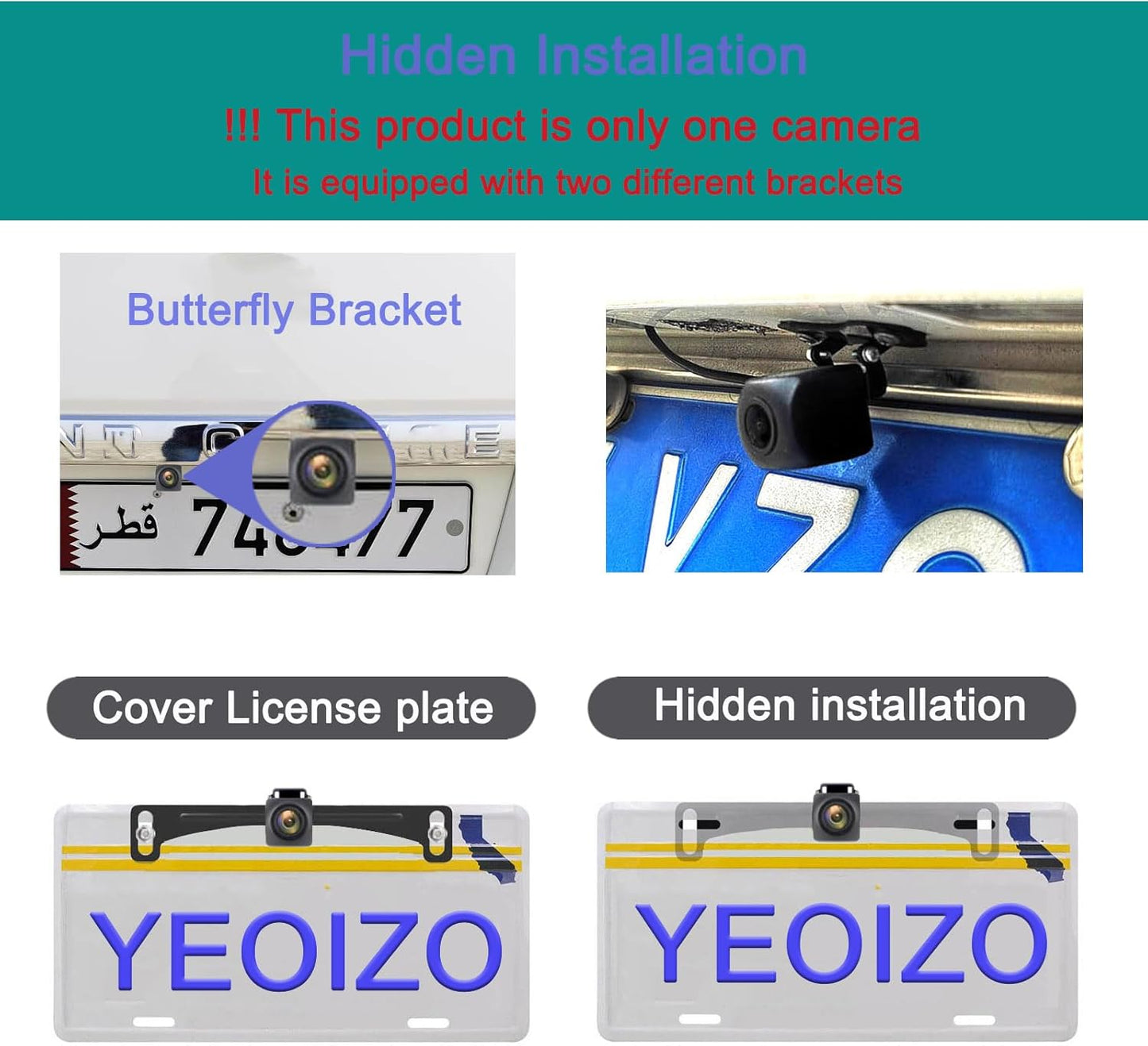 Wireless License Plate Backup Camera for Car/SUV - No Drilling WiFi HD 160° View, Waterproof Reverse/Rear View Camera with Real-Time Signal, Compatible iPhone/Android/iPad (Parking/Hitch Aid)