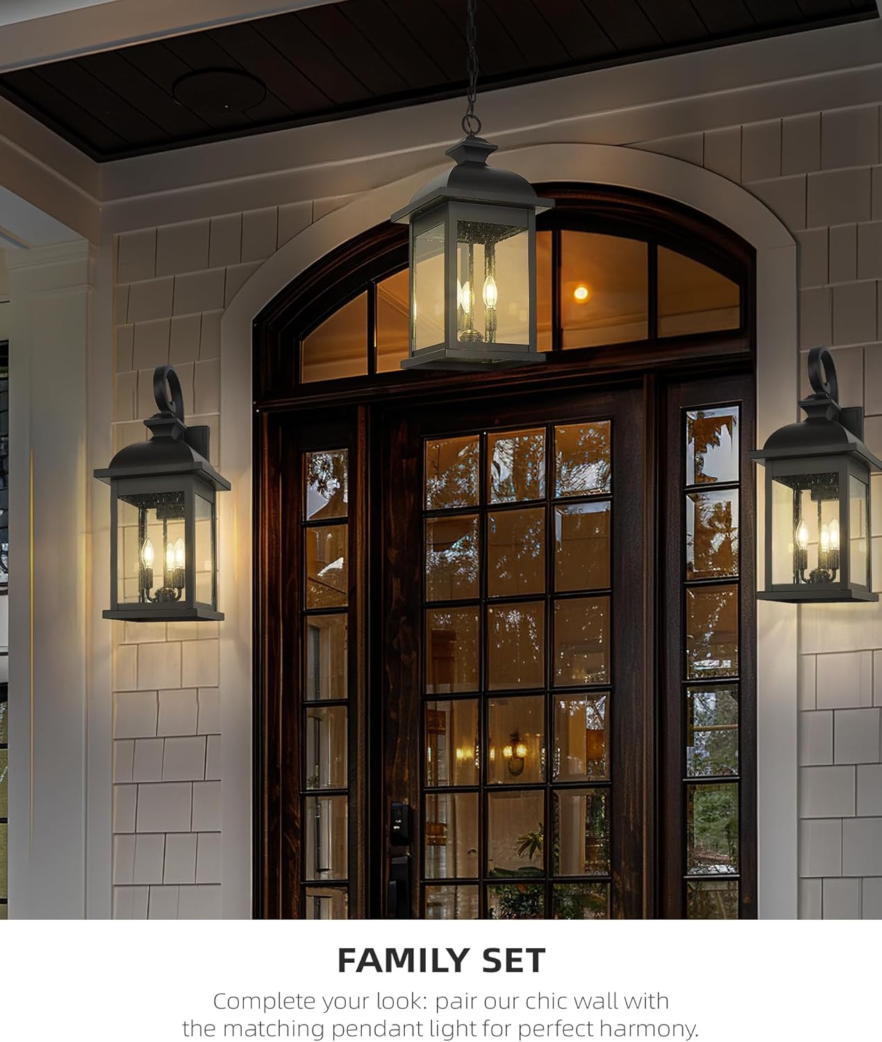 FEMILA 26" Outdoor Wall Light, Large Exterior Wall Light Fixtures, 3 Light Outdoor Wall Lantern Porch Lights for Entryway, Patio, Garage, Doorway, Matte Black Finish, E12 Base, 4FD54B-L BK