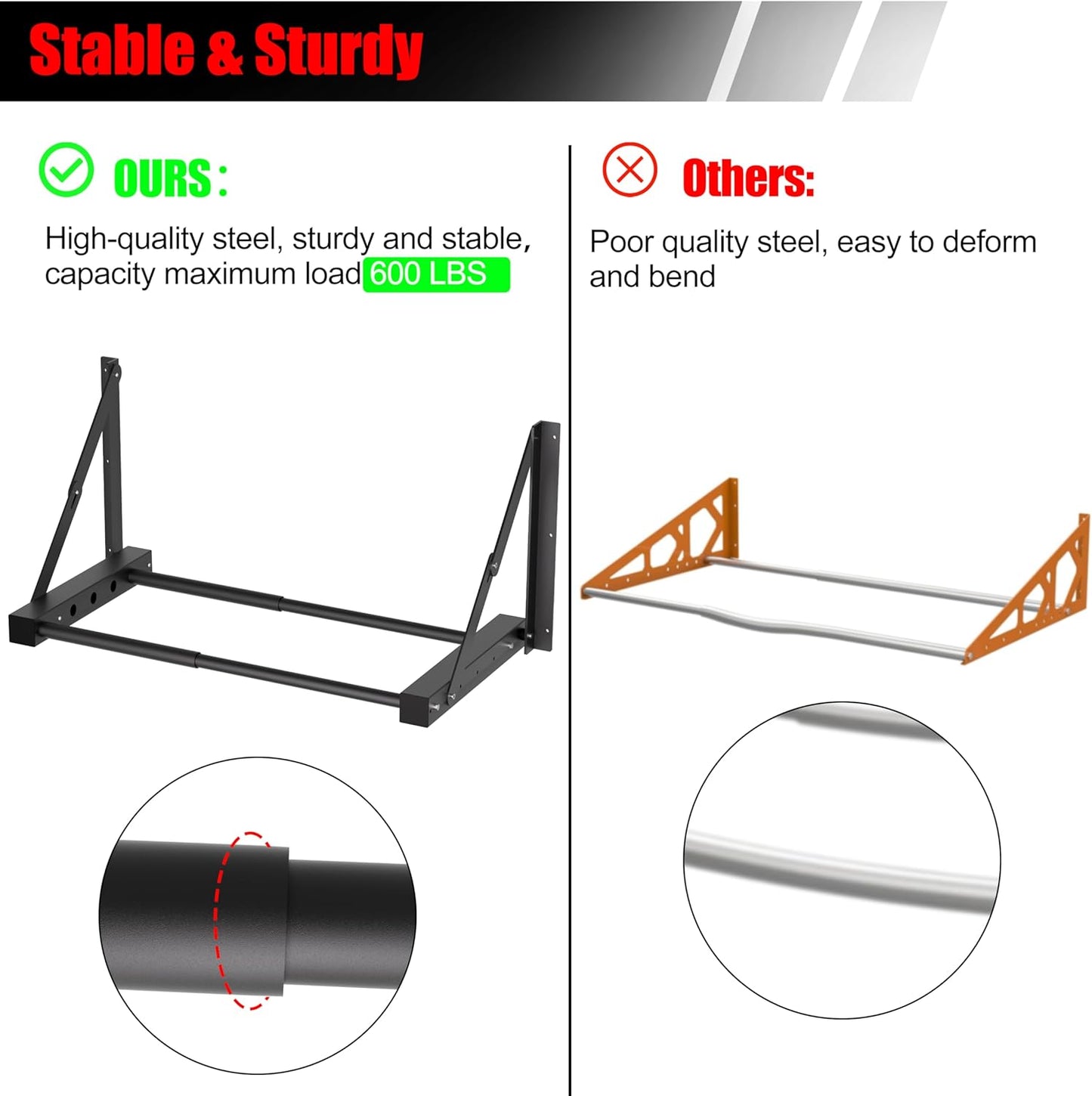 Wall Mount Folding Tire Rack, 32 to 48 Inches Wide Adjustable Tire Storage Rack, Heavy-Duty Steel Tire Storage Rack for Garage ,Workshop, Repair Shop, Supports 400 Pounds and Folds Flat