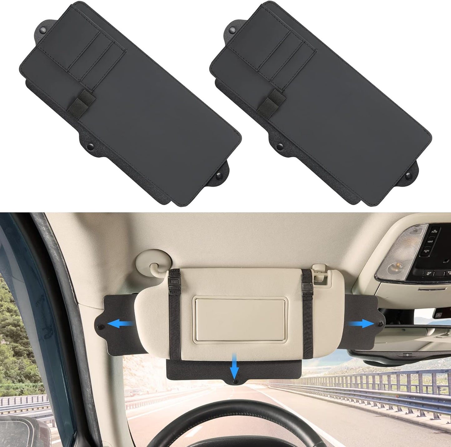 JoyTutus Car Sunshade Extender - Adjustable Sun Visor Protects from Anti-Glare and UV Rays - Windshield Sunshade - 2 Pack for Cars & SUVs