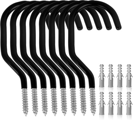 SWANLAKE 8-Piece Heavy Duty Garage Bike Hooks, 6-inch Bike Hooks for Garage Organization, Wall & Ceiling Mount Screw in Hanging Hook, Max Unit Load 100LBS Rustproof Utility Hook Bikes Hanger
