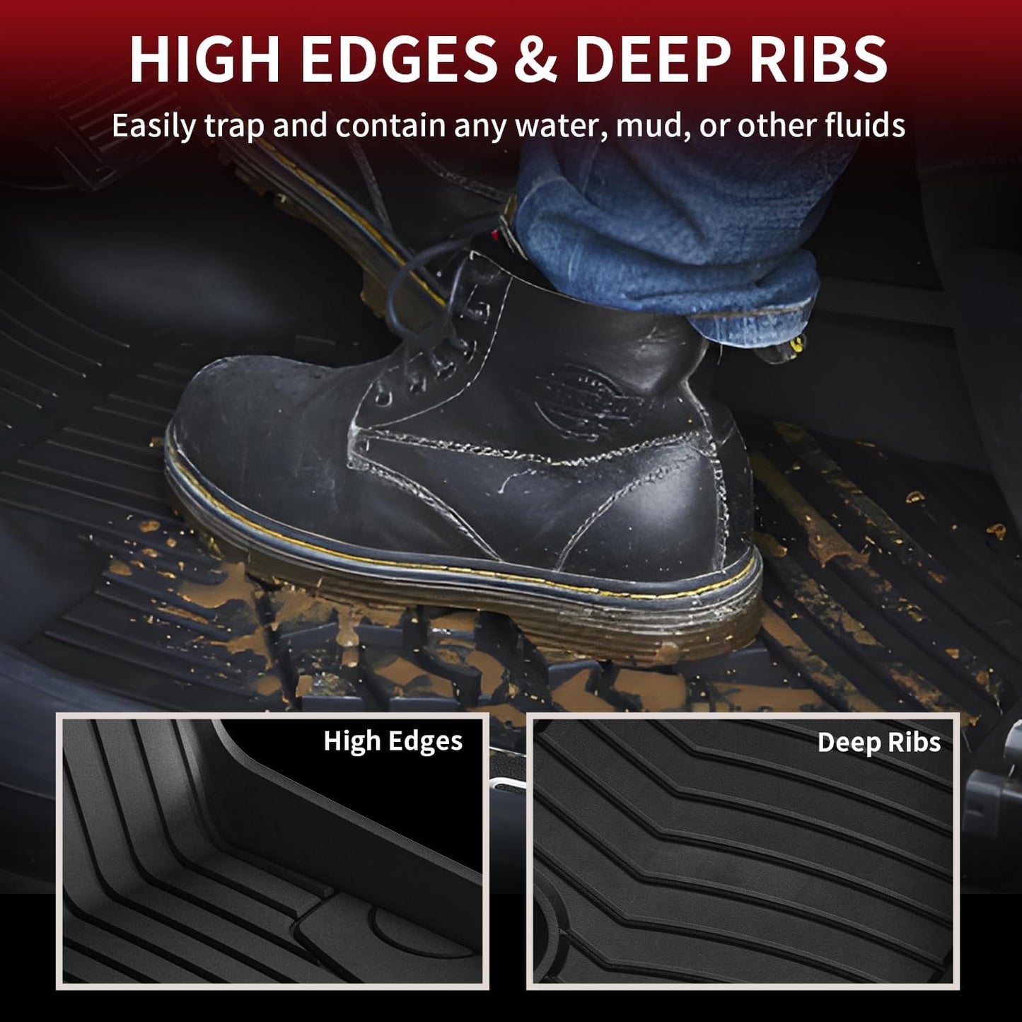 LASFIT Floor Mats & Cargo Mat for Mercedes Benz GLC 2025 2024 2023 (Not for Coupe), GLC300 / GLC300e / GLC43 AMG, All Weather TPE Car Mats for GLC 2023-2025, 1st & 2nd Row & Trunk Liner Set, Black