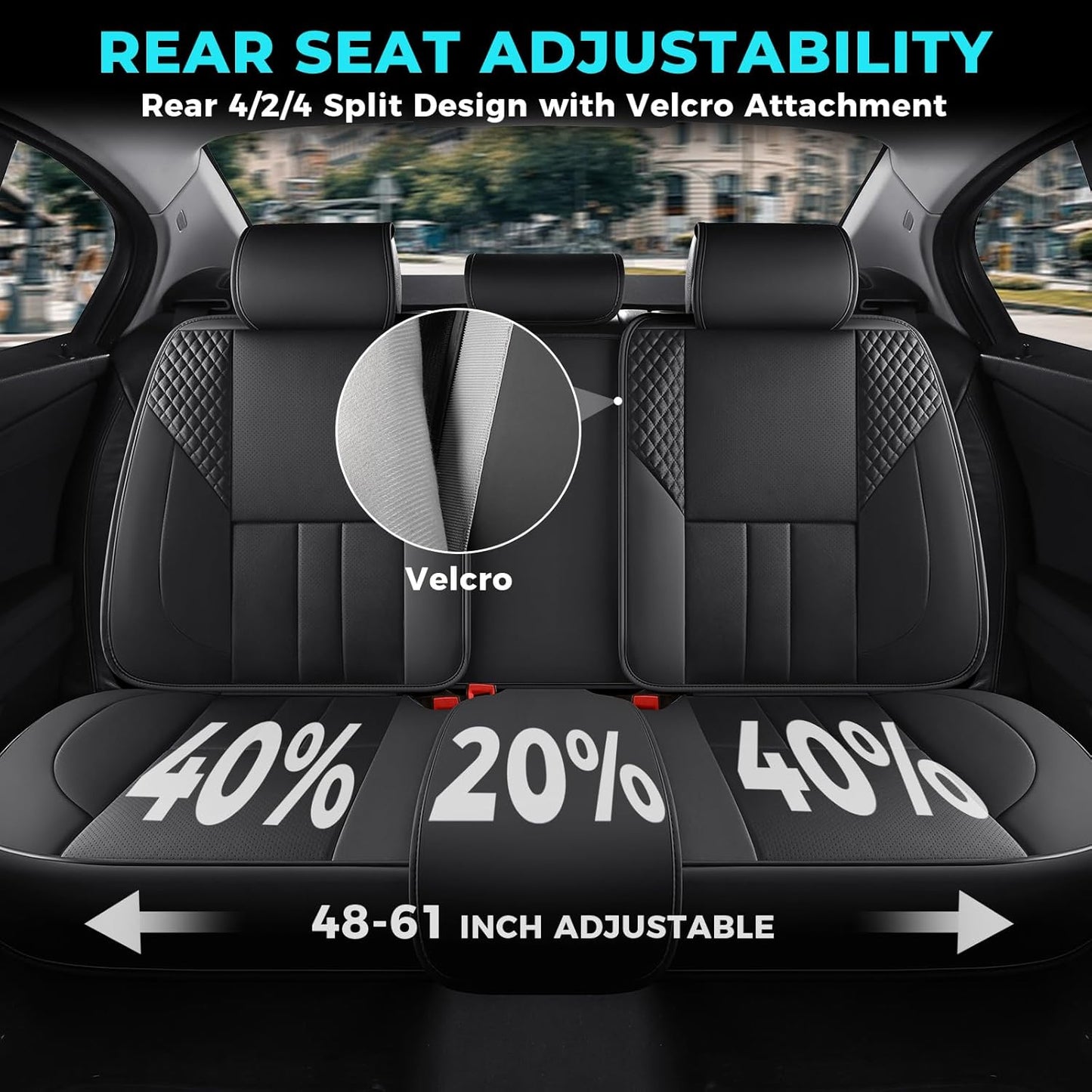 Car Seat Covers Full Set - Universal Seat Covers for Cars SUV Truck – Faux Leather Automotive Seat Covers, Breathable & Waterproof Front and Rear Seat Protectors, Fit for Most Cars-Black