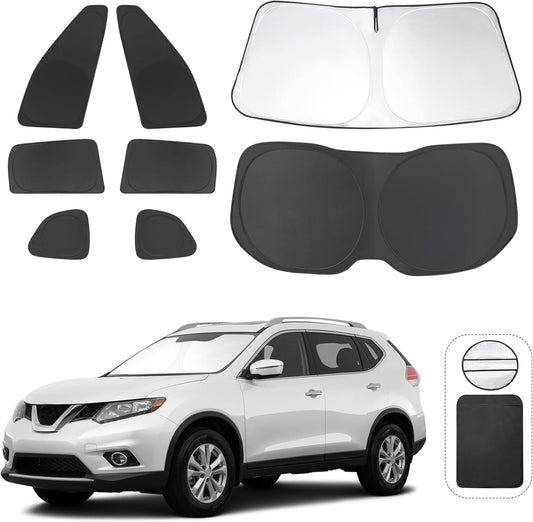 TINGLU Window Shades for Nissan Rogue 2014-2020(NOT for Rogue Sport & 2021 Rogue 3rd Gen. T33) Accessories Full Windows Rear Triangular Windshield Sun Shade Sun UV Rays Privacy Protection 8PCS