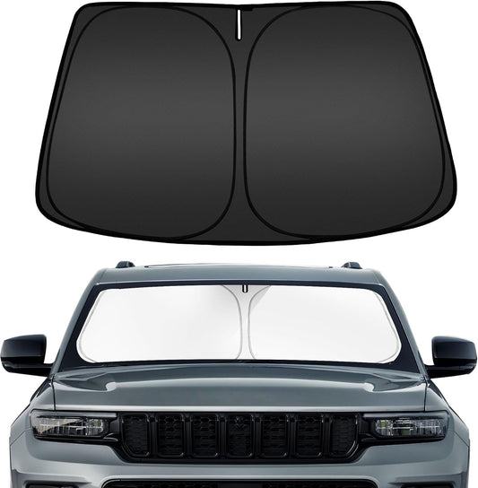 ARISMOTOR Windshield Sun Shade for Jeep Grand Cherokee 2011-2025, Custom Fit Foldable Front Window Sunshade Sun Visor Protector, Block UV Rays Keep Your Car Cooler