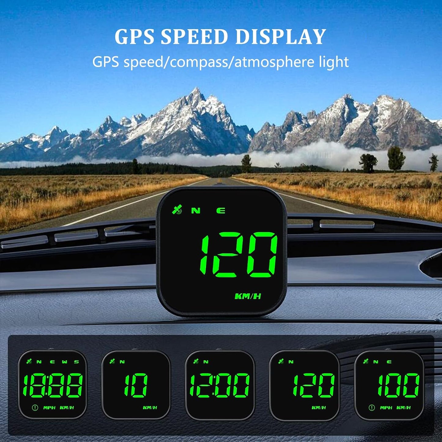 G4S Digital GPS Speedometer, New HUD Car Head Up Display with Digital Speed in MPH KPH, Universal for Cars Truck Electric Hybrid Automobile (G4S-Green)