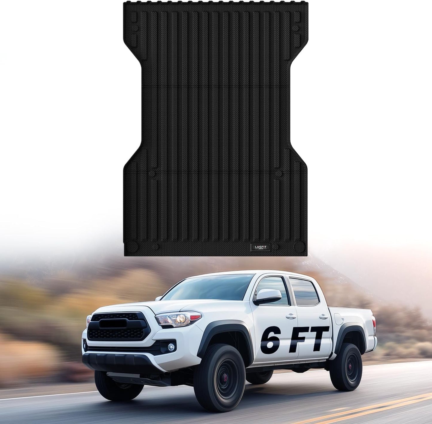 LASFIT Bed Mat for Toyota Tacoma (6FT,73.5''Bed) 2023 2022 2021 2020 2019-2005 Truck Bed 6 ft, All Weather TPE Car Bed Liner for Toyota Tacoma Accessories Truck Mat &Cargo Liner, Black