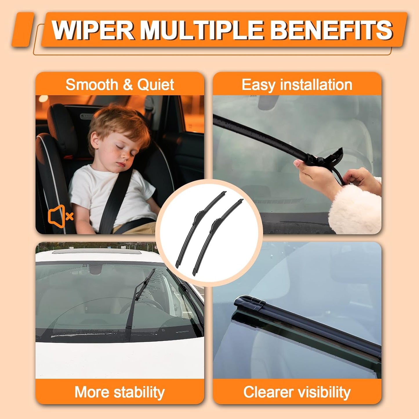 HULADAED® 24''+18''+12'' Windshield Wipers Replacement for Kia Sportage 2016 2015 2014 2013 2012 2011,Silicone Front Rear Wiper blades for MY Car-All Weather & Quiet(3 PACK)