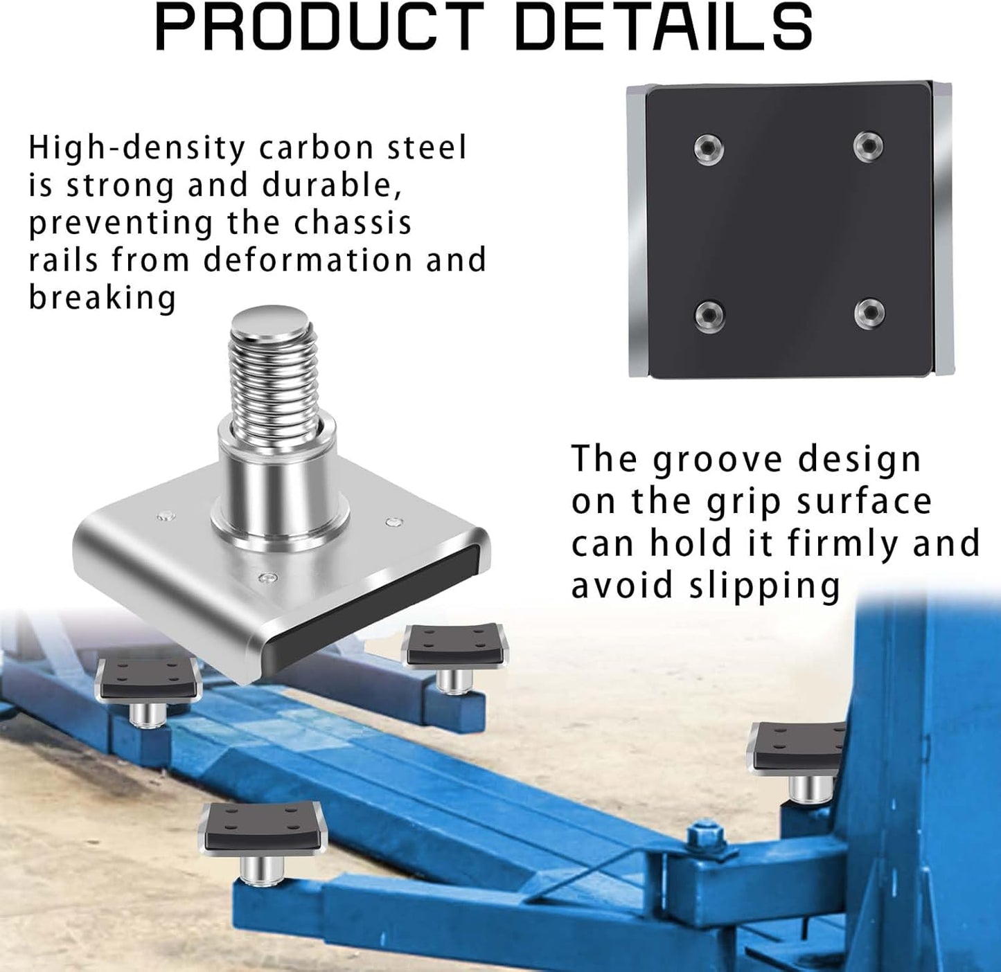 4 Pack Truck Adapter for 2 Post Lift, Hot Dipped Galvanized Steel Lift Pads for Auto/Car/Vehicle, Auto Lift Spin-Up Frame Adapter, Truck Adapter Kit Set for ME & KT Two Post Lifts