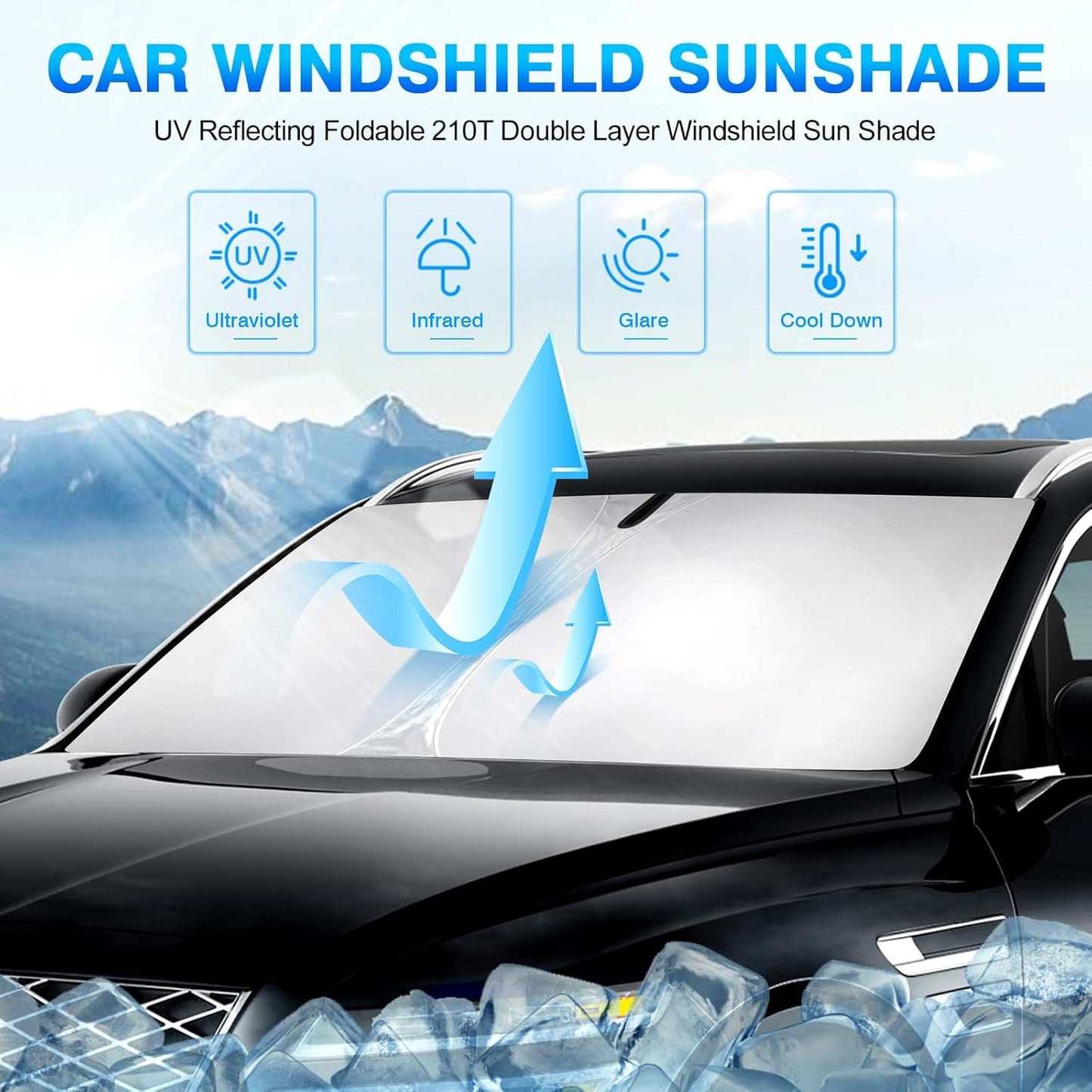 KUST Windshield Sun Shade for Genesis GV80 2021 2022 2023 2024 2025 Window Sunshade Sun Visor Protector Foldable Blocks UV Rays Keep Your Car Cooler