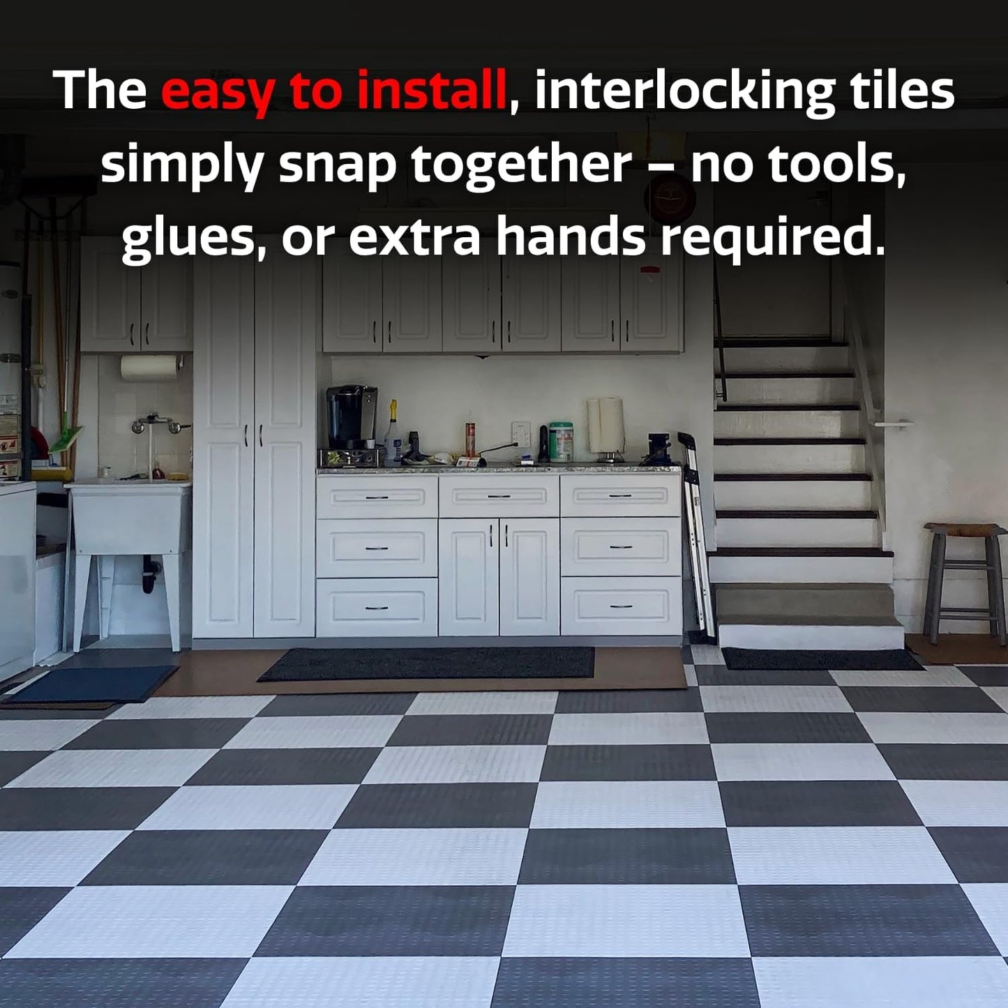 Big Floors GarageDeck Coin Pattern, Durable Copolymer Interlocking Modular Non-Slip Garage Flooring Tile (Alloy, 48 Pack of 12 x 12" Tiles)