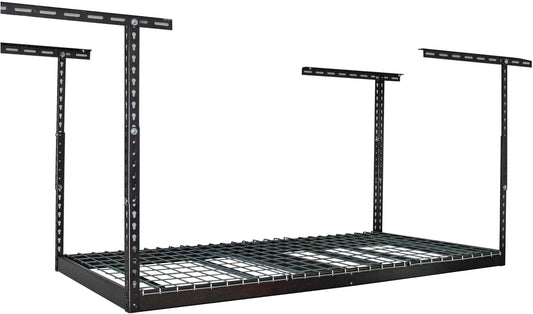 MonsterRax Overhead Garage Storage Rack - Heavy Duty 400 lb Capacity, Adjustable Shelving, Ceiling Mount 3x6 Hammertone (18"-33")