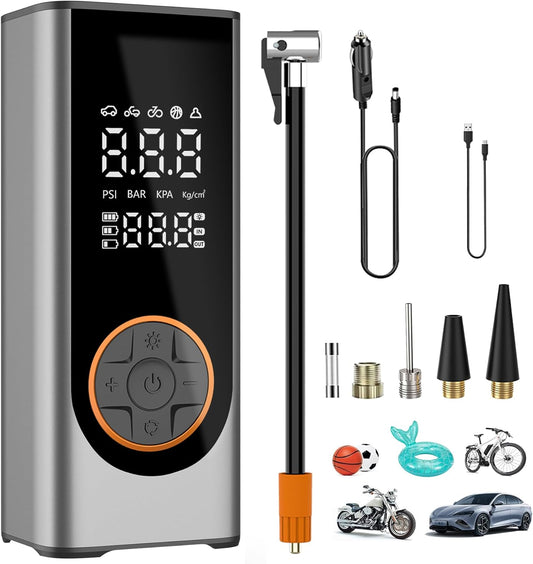 Tire Inflator Portable Air Compressor 150PSI Air Pump for Car Tires with Tire Pressure Gauge Cordless 10000mAh 3X Faster Portable Tire Inflator for Car,Bikes&Motorcycle Tires, Balls