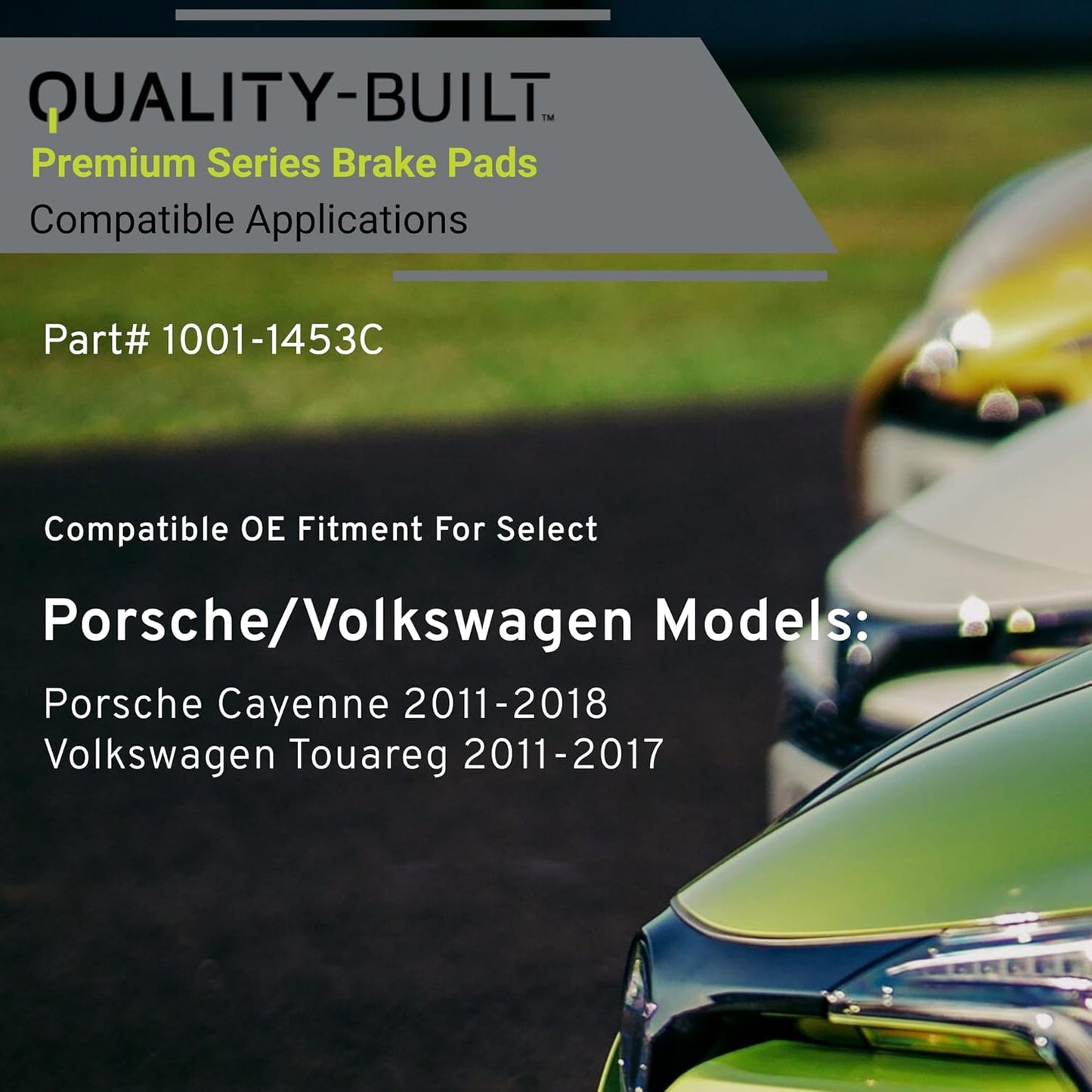 Premium Ceramic Rear Brake Pads (1001-1453C) Compatible with Porsche Cayenne 2011-2018, Volkswagen Touareg 2011-2017