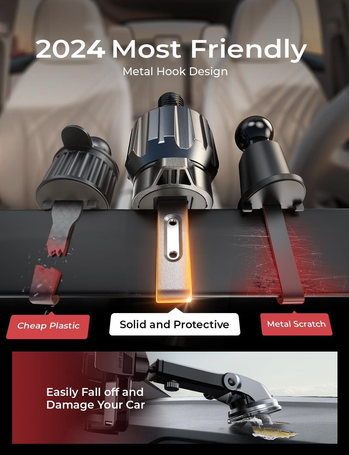 LISEN Back to School Phone Mount for Car Vent [Never Blocking] 360 Rotatable Car Phone Holder Air Vent Clip Hands Free Cellphone Car Mount for iPhone 16 Pro Max Plus 16e 15 14 Samsung Android, Black