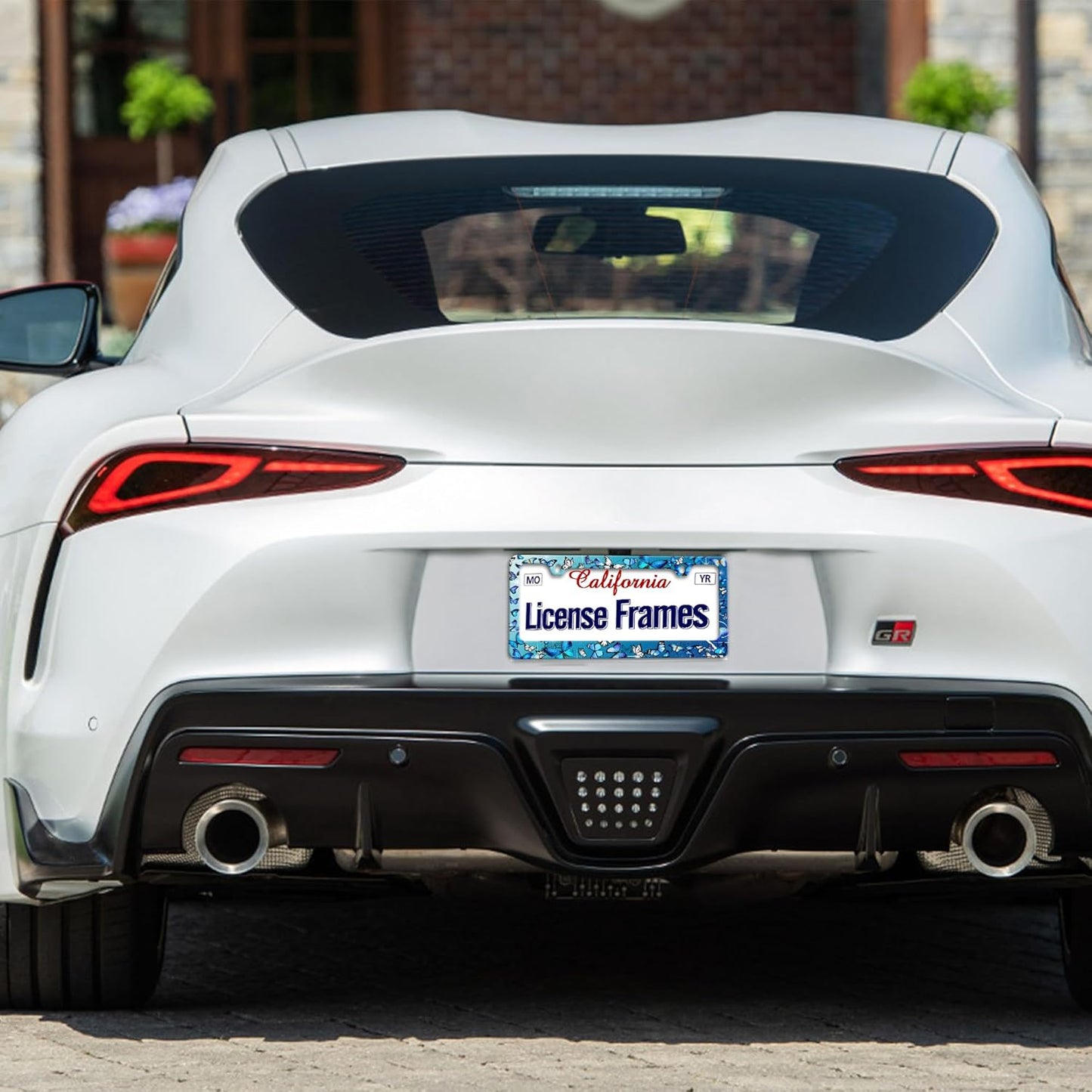 Blue Butterfly License Plate Frame Butterflies License Plate Holder,Butterfly License Plate Covers for Women Tag Frame for Car Women 2 Pack with Screws 12.3" x 6.3"