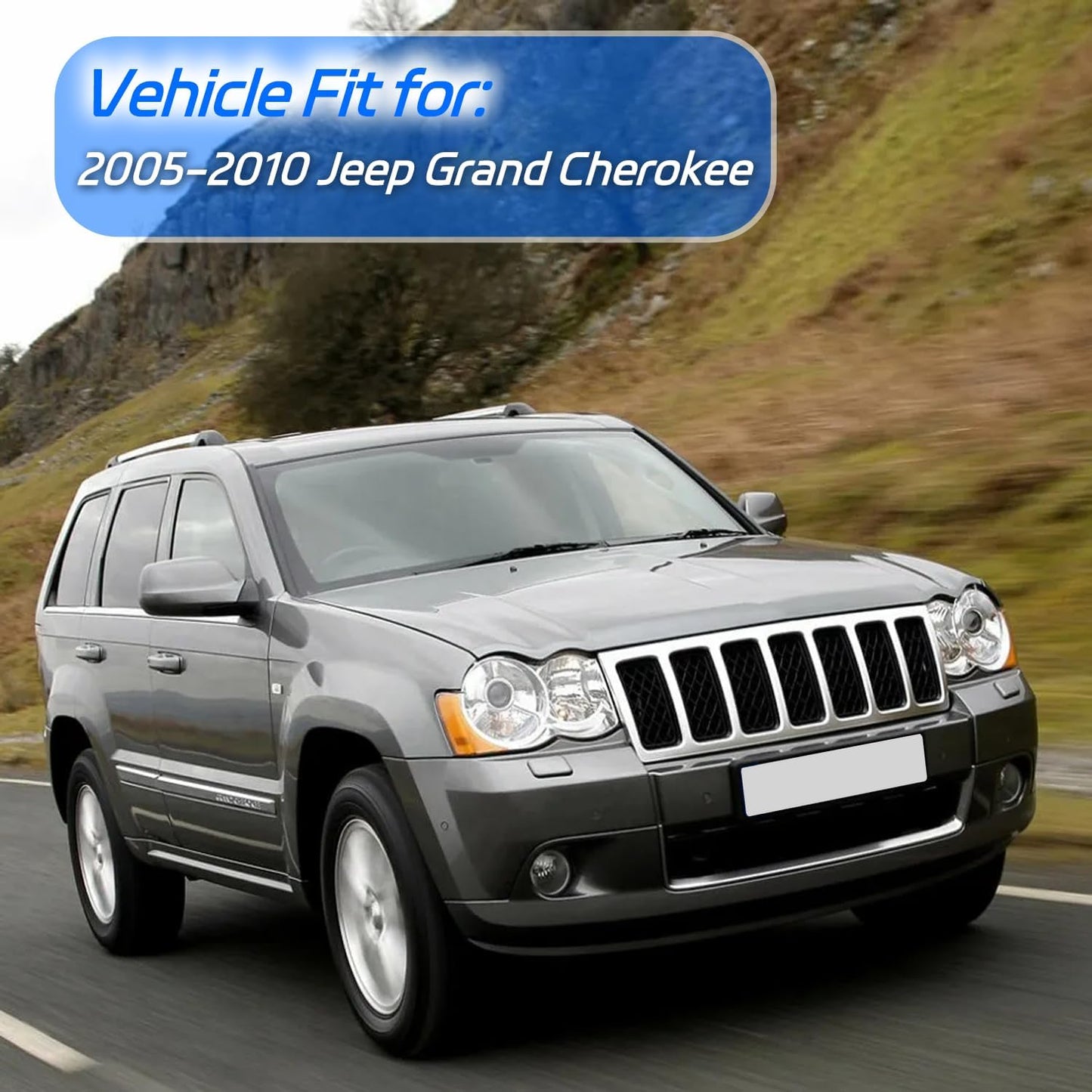 Rain Guard Fit for 2005-2010 Jeep Grand Cherokee, Outside Mount Side Window Visor Deflector, Dark Smoke Vent Shade Shield, 2005 2006 2007 2008 2009 2010, 4pcs