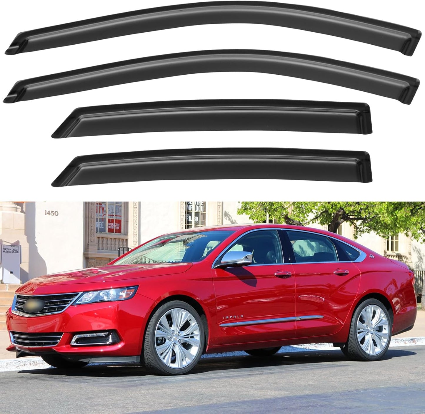Window Visors Rain Guards for 2014-2020 Chevy Impala, Out-Channel Window Vent Wind Deflectors Visors Shades for 14-20 Impala
